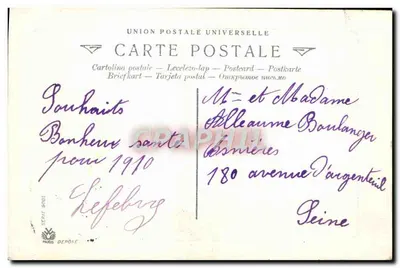 Bateau à voile — décor de houx — 'Heureuse Année' — série 9005, Paris — Rewers