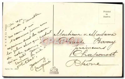 Zamknięta świątynia — scenka zimowa — W. R. & Co. Wiedeń, seria 2851 — Rewers