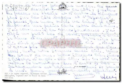 Lago de Bled — cisne e vela azul — Carte Postale CPAHIL n°803 — Verso
