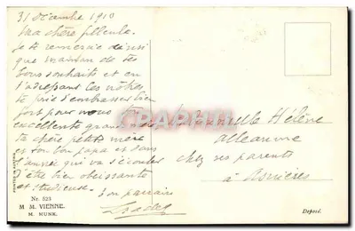 Szukacz złota — Skrzydlaty dziecko w koszyku z jemiołem — Badey, n° 523 — Rewers