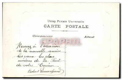 Enfant avec bouquet — Souhaits Affectueux — Union Postale Universelle — Verso