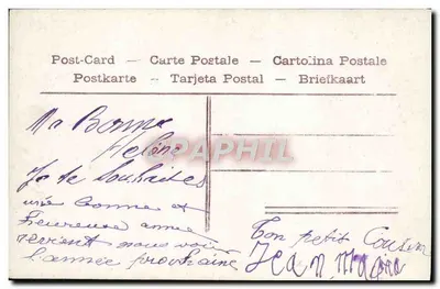 Criança vestindo traje de marinheiro — cena invernal com abeto e rosas — editor YPC, n° 4366 — Verso