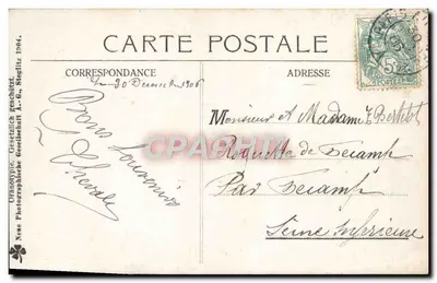 Mulher com porco — Boa Ano — Née Photographische Gesellschaft, 1906 — Verso