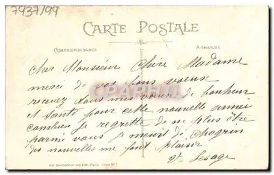 Crianças em um paisagem invernal — 'Feliz Ano' — Editor Brocherieux, Paris, N° 442 — Verso