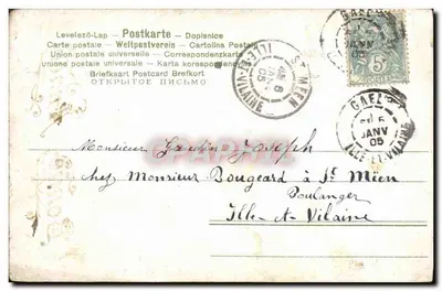 Bukiet kwiatów — Oznaczony anemoną i myślikami — wydawca R. Rissel, nr 102 — Rewers