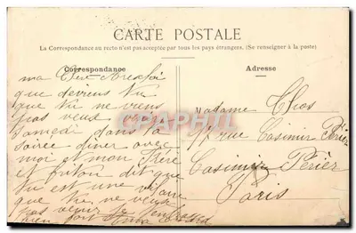 Mettternich — portrait en costume d'époque — Cliché Paul Boyer, éditeur M. André Galmettes — Verso
