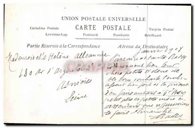 Menina sorridente — usando uma faixa rosa e amarela, segurando um buquê de flores — A.N. PARIS, n°817 — Verso