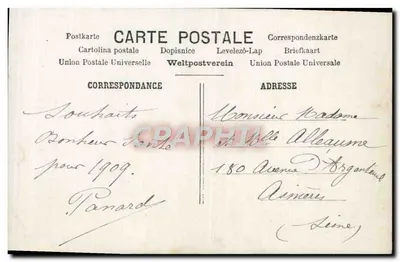 Mulher em vestido rosa — paisagem com cisne — editor RRS, Paris, n°55 — Verso
