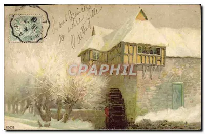 Moinho a água nevado — vista invernal — editor desconhecido, n° P5039