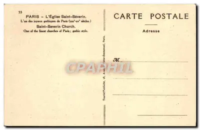 Paris - A Igreja de São Séverino — editor Mona, n°55 — Verso