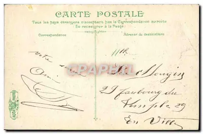 Bilhete postal antigo Paris A Caserna da Pepiniere Militaria — Verso