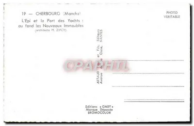 Cherbourg (Manche) — O Espigão e o Portos dos Yachts, no fundo os Novos Edifícios — Edições Gaby — Verso