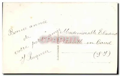 Ragazza in abito viola e berretto verde — Buon Anno — DÉDÉ 209 — Verso