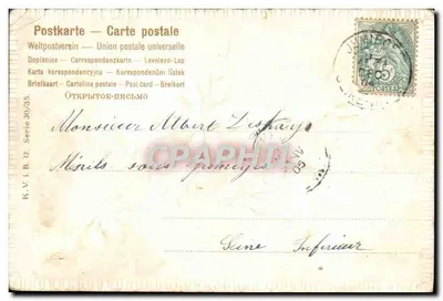 Gałąź drzewa moreli w kwiecie — Wesołych Świąt — K.V.I.B. Série 30/35 — Rewers