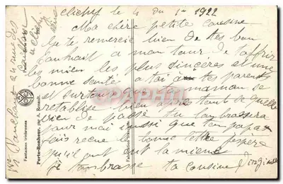 Mistral com flores rosas — Boa Ano — Fantaisies trichromes, por A. Renault — Verso