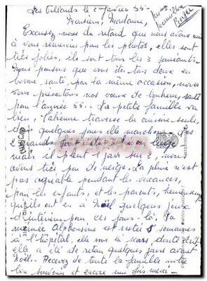 Zimowy krajobraz śnieżny — Las sosnowy — Stara pocztówka — Rewers