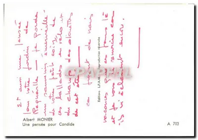 Jardineiro — trabalho da terra — Albert MONIER, editor A 703 — Verso