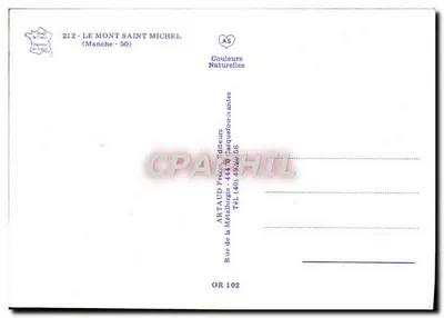 Monte Saint-Michel — vista aérea — ARTAUD Frères, OR 102 — Verso