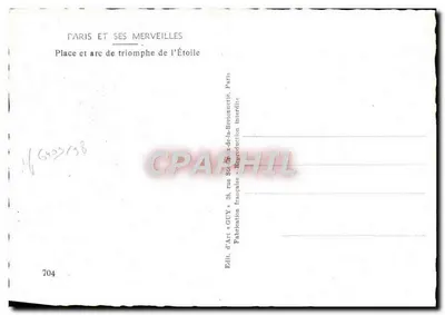Paryż — Arc de Triomphe de l'Étoile — Wydawca GUY — Rewers