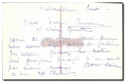 Pejzaż zimowy — czerwony dom pod śniegiem — FabriCation Française — Rewers