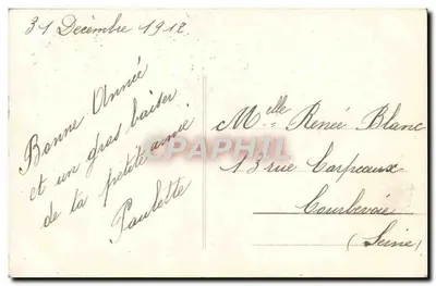 Meisje en hond — Gelukkig Nieuwjaar — Parijs, 1918 — Achterkant