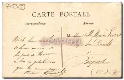Dziewczyna w żółtej sukni trzymająca tabliczkę 'Bonne Année' — wydawca AZUR, n° 225 — Rewers
