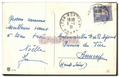 Criança olhando pela janela — cena invernal — Jeanne e Noëlle, 1931 — Verso