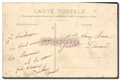 Notre-Dame-Guesclin - 1ère partie - Les Dormeurs — cena teatral com soldados armados e uma mulher sentada — editor Clair & Héras, 1903 — Verso