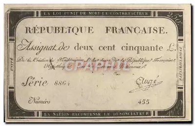 Assignat de duzentos e cinquenta livras — República Francesa, Série 8864 — M. Imp. Paris