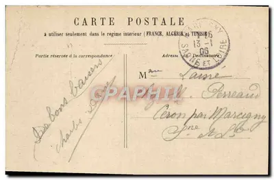 PARYŻ - Avenue de l'Opéra — widok miejski z pałacami i karetami — wydawca nieznany — Rewers