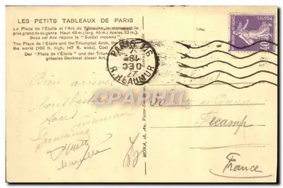 Arc de Triomphe — Paris — éditeur MONA, n° de série non visible — Rewers