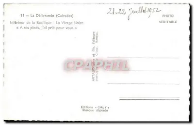 La Délivrande (Calvados) — Binnenkant van de Basiliek - De Zwarte Vrouw — Uitgaven GABY — Achterkant