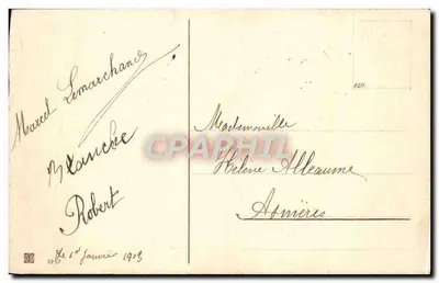 Aviateur sur avion biplan — Bonne Année — République Française — Verso