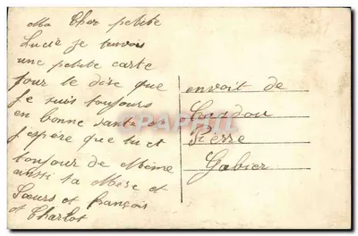 Żołnierz całujący młodego człowieka — scena miłosna — wydawca nieznany — Rewers