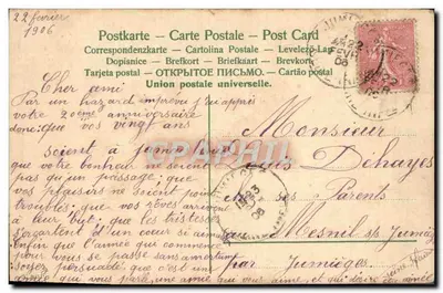 Fleurs printanières — Anniversaire — Carte postale multilingue — Rewers