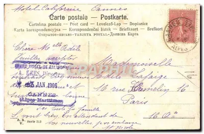 Galho de hortência — decoração de Natal — Carta postal — Verso