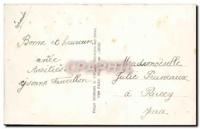 Arranjo de pensos e samambaias — Ano glorioso — Dix 58, editor G. Piret, Paris — Verso