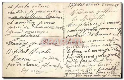 Bilhete postal antigo Fantasia Mulher Soldado Militaria Poilu — Verso