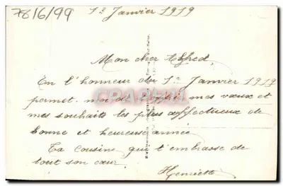 Samolot zdobiony różami — Szczęśliwy Nowy Rok — DIX PARIS 20594 — Rewers