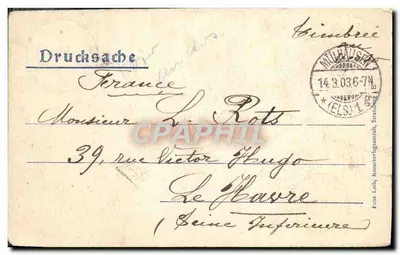 Mulher em traje alsaciano — Elsässerin — Drucksache — Verso