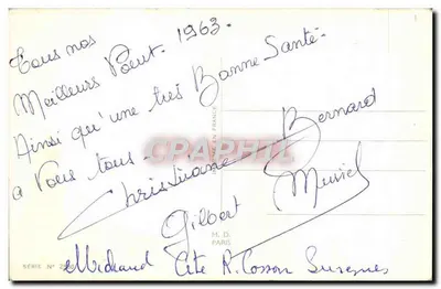 Kobieta w czerwonym stroju trzymająca hortensję i parasol — scenka zimowa z psem — rysunek Marylki — wydawca M.D. PARIS, seria N° 2940 — Rewers