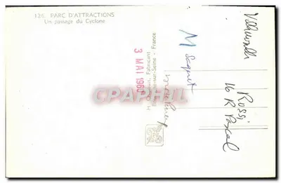 Wystawa Międzynarodowa w Paryżu 1937 — Park rozrywki, przejazd cyklonu — H. Chauduit, Bagnonne-sur-Seine — Rewers