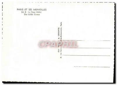 Torre Eiffel — Paris — editor A. LEOONTE, n° 505 B — Verso
