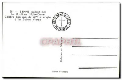 L'Épine (Marne) — Bazylika Najświętszej Maryi Panny z XV wieku — Photo Véritable — Rewers