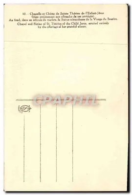 Capilla y Caja de Santa Teresina del Niño Jesús — editor no visible — n.º de serie 10 — Reverso