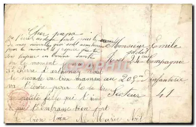 Stara pocztówka Fantaisie Vive Papa Enfant Femme — Rewers