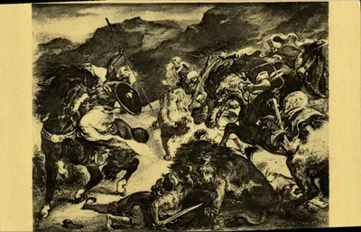 Lion Hunt — Eugène Delacroix — Perrand Nathau, Paris, no. 355