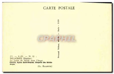 A Luta de Jacó com o Anjo — Delacroix — Editor Fernand Nathan, Paris, n° 359 — Verso