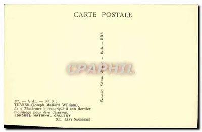 O «Téméraire» remolcado para seu último ancoradouro para ser desarmado — Turner (Joseph Mallord William) — Fernand Nathan, Paris — No 9 — Verso