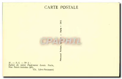 Kościół św. Pawła i św. Ludwika — Paryż — wydawca Fernand Nallhan, nr 161 — Rewers